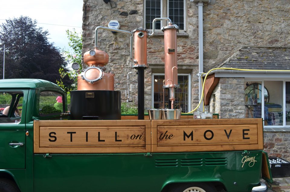 Ginny distilling on-site at a venue